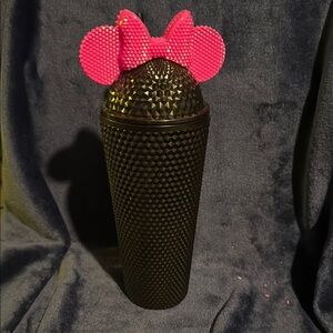 Black Minnie Textured Tumbler with Pink Bow